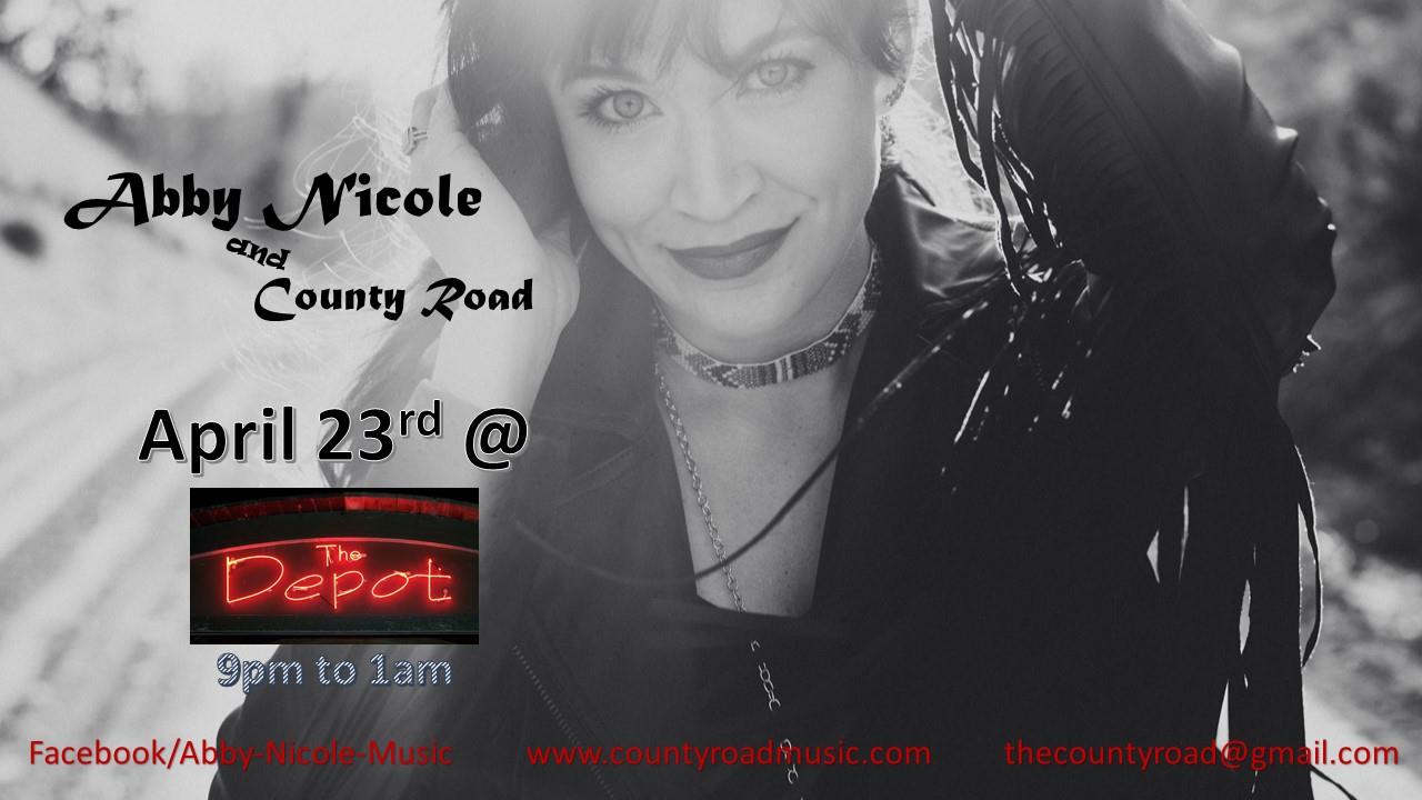 Live Music & Dance featuring Abby Nicole & County Road at The Depot in Norfolk, Nebraska - 
						Northeast Nebraska Band Abby Nicole & County Road     
						performing live at The Depot in Norfolk, Nebraska on 
						Saturday, April 23, 2016. 
						The Depot is located on  
						211 Northwestern Avenue, 
						Norfolk, NE 68701, 
						Phone: (402) 844-3241.